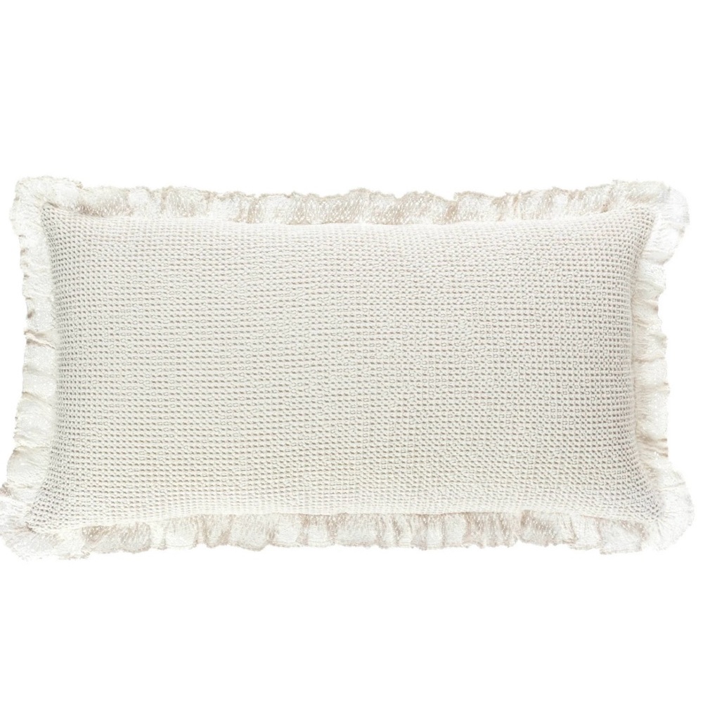 Annie Selke Wruffle Matelasse Pillow Cover Made in Portugal 22” x 40” Ivory NWT